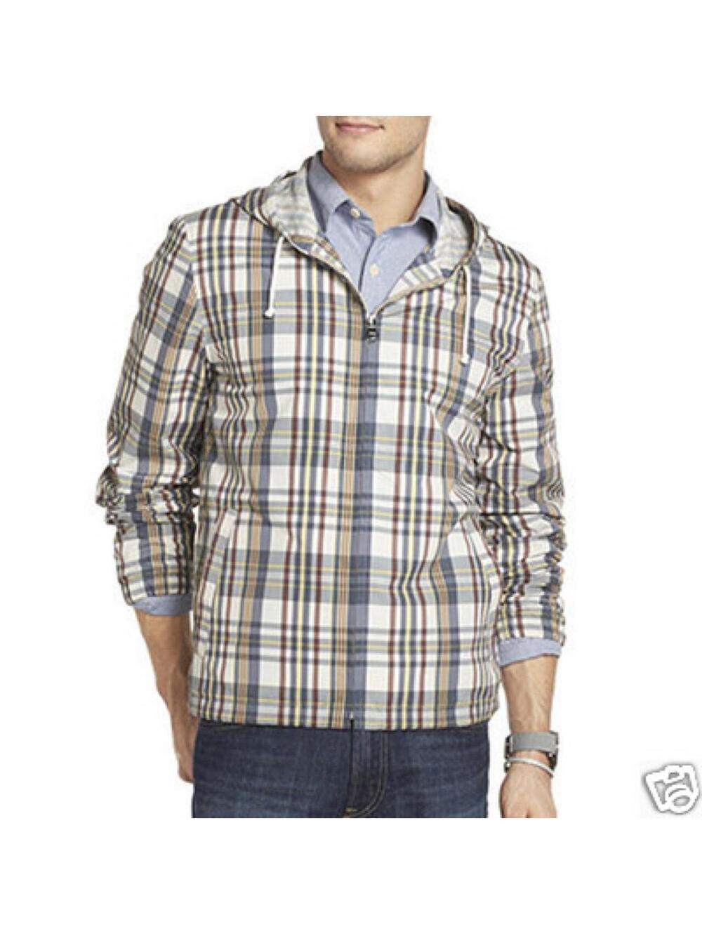 IZOD Plaid Full-Zip Jacket Midnight Multi Size L Like New